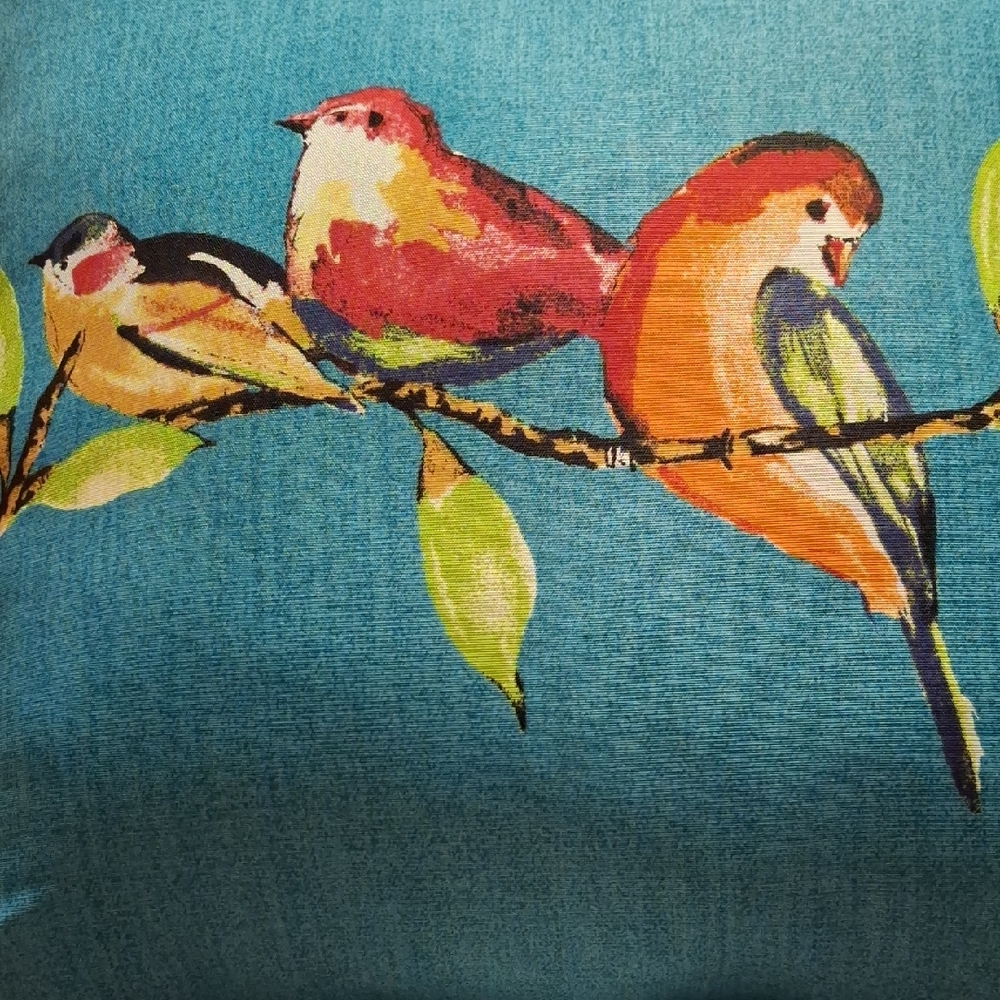 Mainstays Blue Pillow with Red, Orange & Yellow Birds